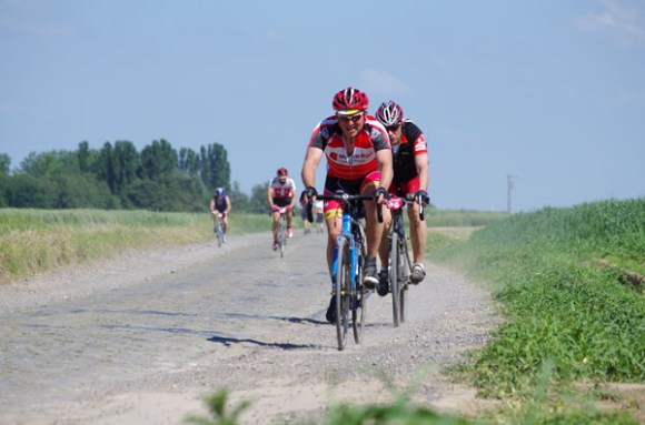 Paris Roubaix Cyclo 2014 - Pavé de Gruson - Cyclistes
